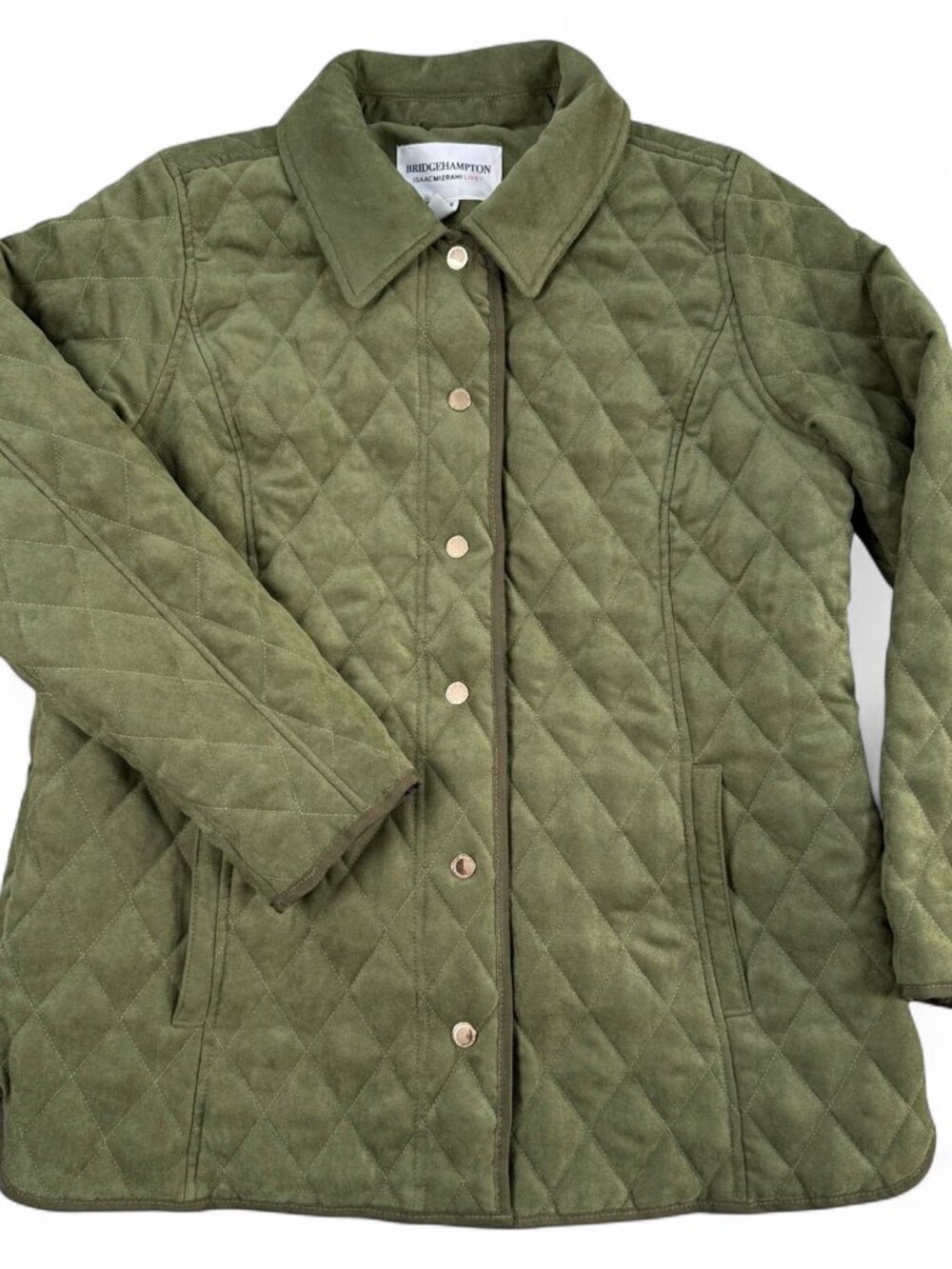 Isaac Mizrahi Bridgehampton Barn Jacket M Green Quilted NWOT